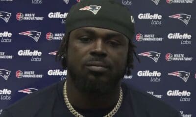 New England Patriots safety Jabrill Peppers speaks to the media